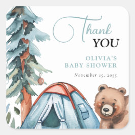 Kleine Camper Forest Babydusche Quadratischer Aufkleber