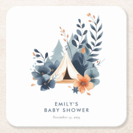 Kleine Camper Forest Babydusche Rechteckiger Pappuntersetzer
