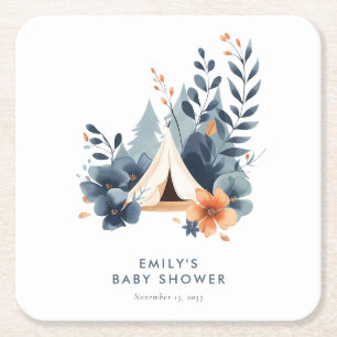 Kleine Camper Forest Babydusche Rechteckiger Pappuntersetzer