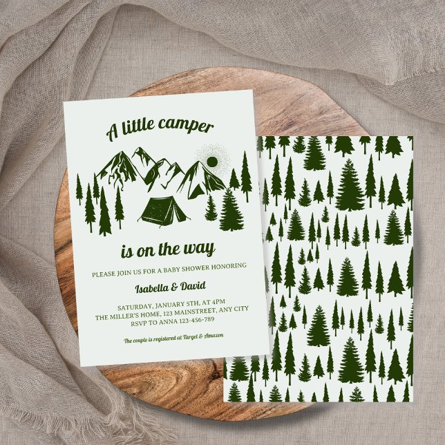 Kleine Camper Woodland Camping Babydusche Einladung (Little Camper Woodland Camping Baby Shower Invitation)