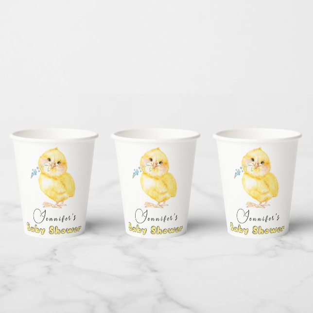 Kleine Chick Floral Baby Dusche Pappbecher (Multi)