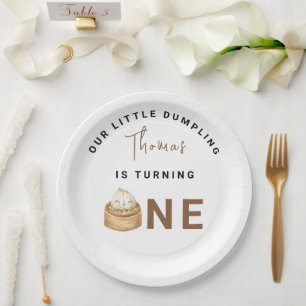 Kleine Chinesische Dumpling erste Geburtstagsparte Pappteller