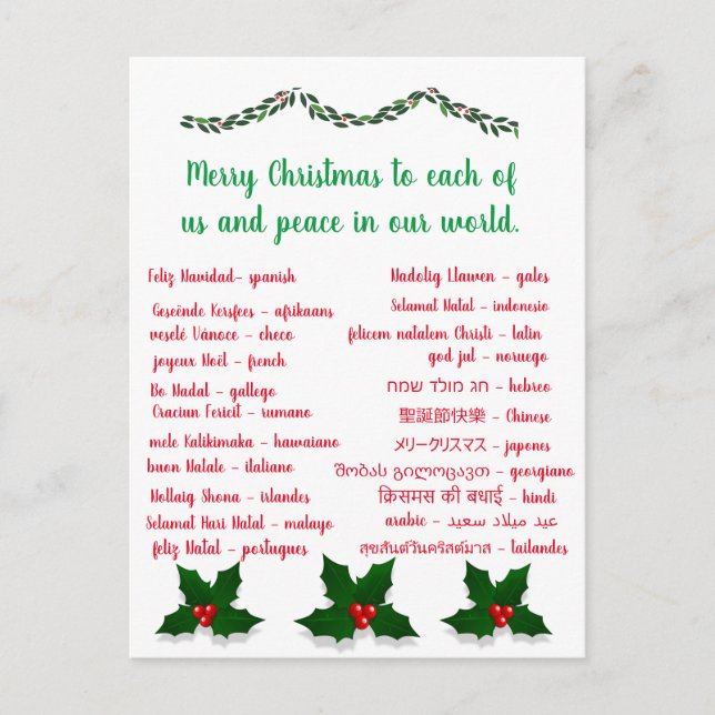 KLEINE CHRISTMAS POSTKARTE (Vorderseite)