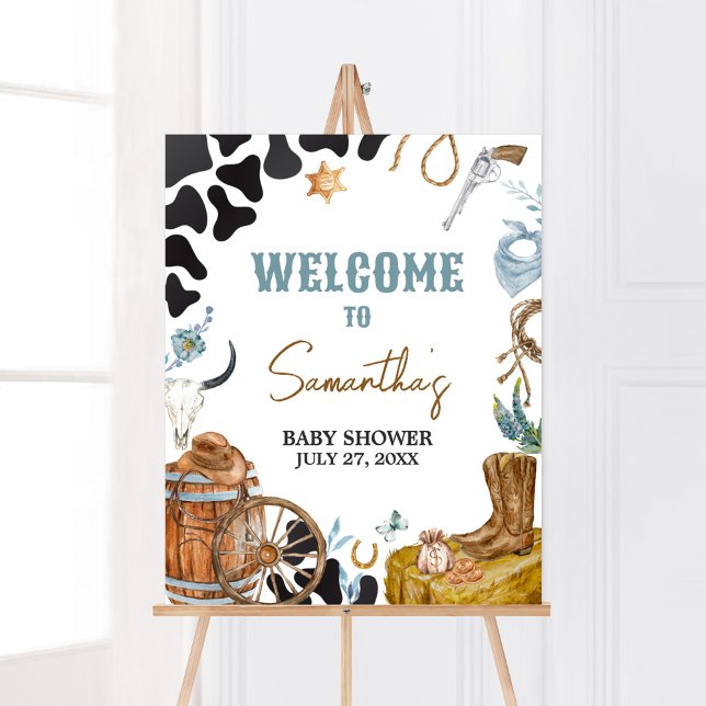 Kleine Cowboy Baby Dusche Willkommen Poster (Wild West Baby Shower Welcome Sign)