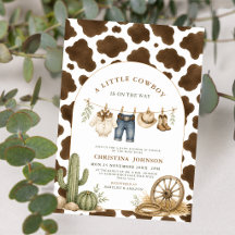Kleine Cowboy-Baby-Einladung | Kuh-Druck