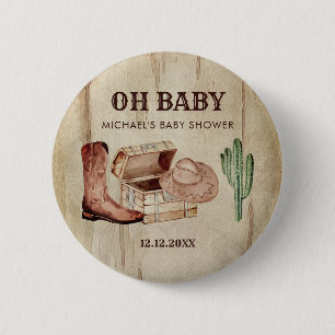 Kleine Cowboy-Baby-Party-Kaktus-Stiefel-Hut Button