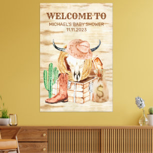 Kleine Cowboy-Baby-Party-Western-Willkommen Leinwanddruck
