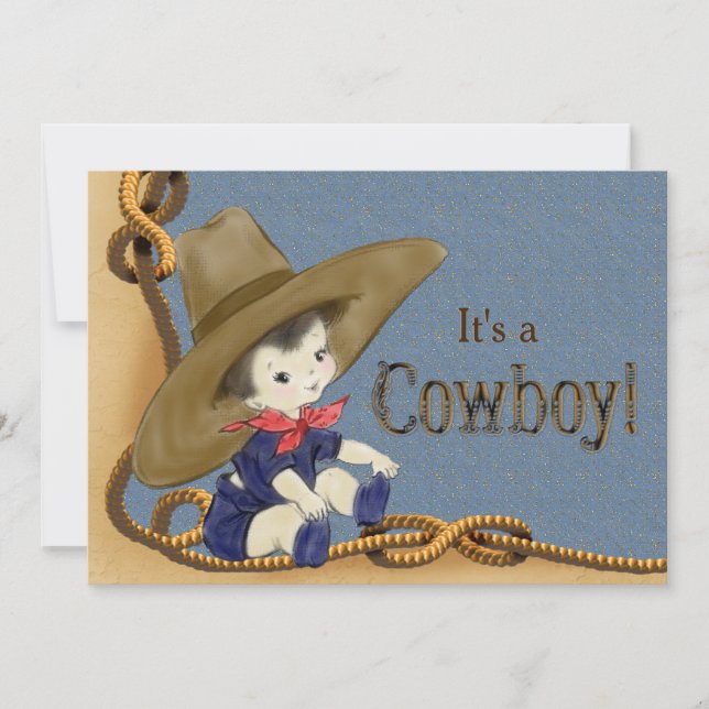 Kleine Cowboy-Babydusche Einladung (Vorderseite)