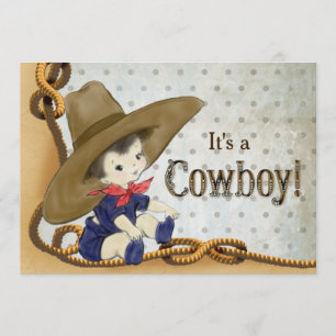 Kleine Cowboy-Babydusche Einladung