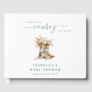 Kleine Cowboy-Blumenstiefel Blaue Schleife Baby Ju Gästebuch