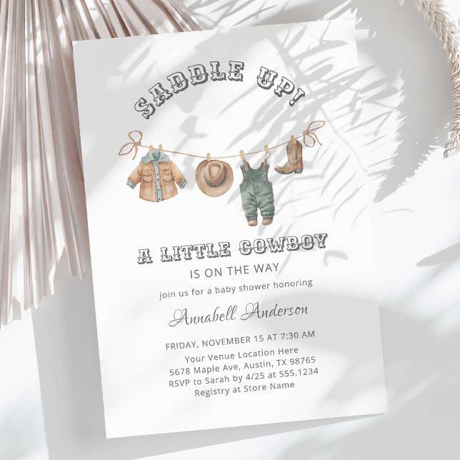 Kleine Cowboy Boy Babydusche anziehen Einladung (Von Creator hochgeladen)