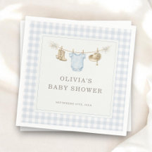 Kleine Cowboy-Gingham-Blau-Jungen-Baby-Shower-Part