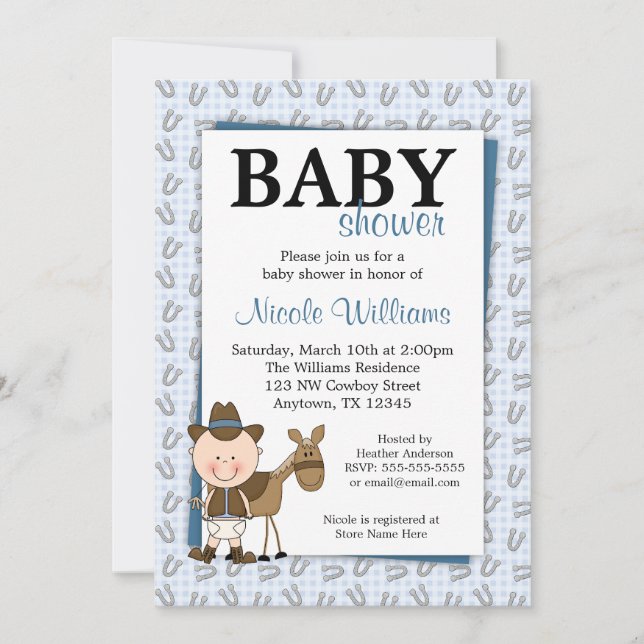Kleine Cowboy-Hufeisen-Babyparty-Einladungen Einladung (Vorderseite)