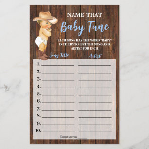 Kleine Cowboy-Namen für das Baby-Tune-Duschspiel-K Flyer
