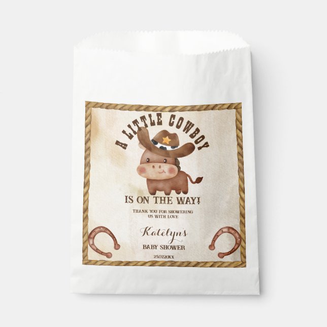 Kleine Cowboy-niedliche Babypferd-Dusche Geschenktütchen (Vorderseite)