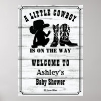 Kleine Cowboy-rustikale schwarz-weiße Babydusche