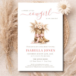 Kleine Cowgirl auf dem Weg Budget Rosa Baby Shower Flyer
