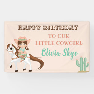 Kleine Cowgirl auf Pferd Mädchen Western Geburtsta Banner