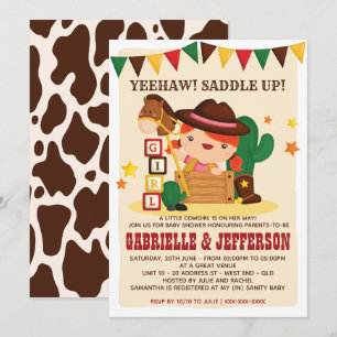 Kleine Cowgirl Baby Dusche Einladung