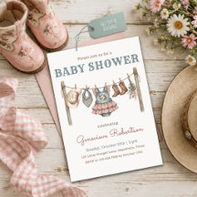 Kleine Cowgirl-Baby-Shower-Kleiderleine-Raffle-Boo
