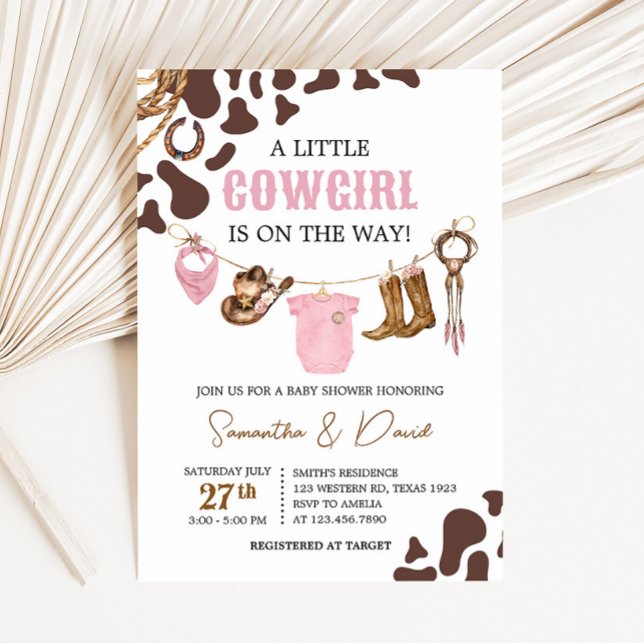 Kleine Cowgirl Babydusche Einladung (Pink Western Rodeo Baby Shower Invitation)