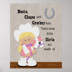 Kleine Cowgirl Boots und Chaps Wortkunst. Poster