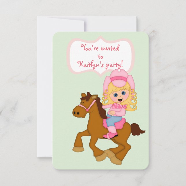 Kleine Cowgirl Geburtstagsparty Einladung (Vorderseite)
