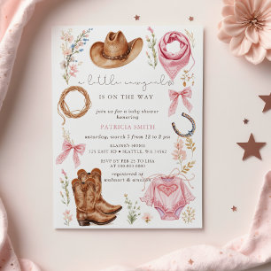 Kleine Cowgirl ist unterwegs mit Baby Dusche Einladung
