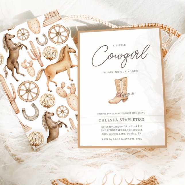 Kleine Cowgirl Moderner Western Rodeo Kinderdusche Einladung (Von Creator hochgeladen)