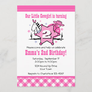 Kleine Cowgirl Party Einladung 2. Geburtstag