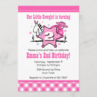 Kleine Cowgirl Party Einladung 2. Geburtstag
