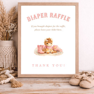 Kleine Cowgirl Rosa Babyparty-Windel-Raffle-Spiel Poster