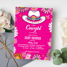 Kleine Cowgirl rosa Retro gibt die Babydusche Einladung