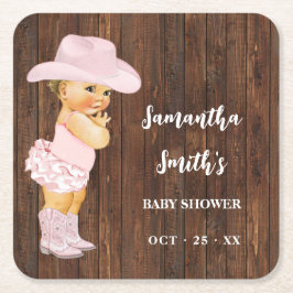 Kleine Cowgirl Western Baby Dusche Party Dekoratio Rechteckiger Pappuntersetzer