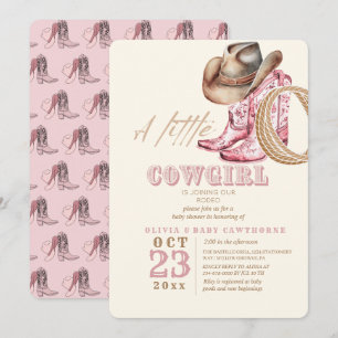 Kleine Cowgirl Western Baby Girl Dusche Rosa Einladung