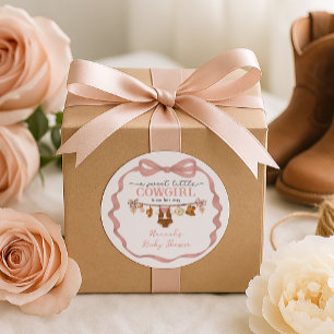 Kleine Cowgirl Western-Baby-Party  Runder Aufkleber