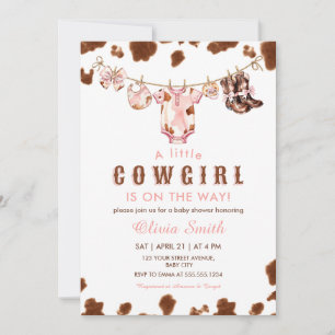 Kleine Cowgirl Western Clothesline Baby Dusche Einladung