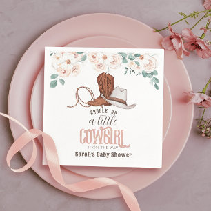 Kleine Cowgirl Western Floral Mädchen Baby Shower Serviette