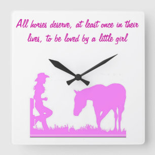 Kleine Cowgirluhr Quadratische Wanduhr