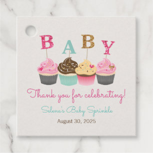 Kleine Cupcake Baby Sprinkle oder Babydusche Geschenkanhänger