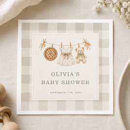 Kleine Cutie Pie Herbst-Gingham-Baby-Shower-Party Serviette