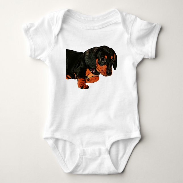 Kleine Dackel Design Baby Bodysuit Baby Strampler (Vorderseite)