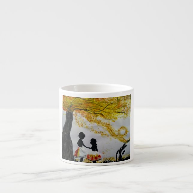 Kleine Damen-Silhouette Mixmedia Espressotasse (Vorderseite)