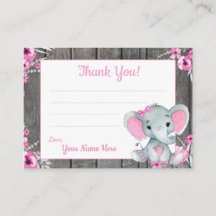 Kleine Dankeschön Tags mit Text Elephant Pink Gray