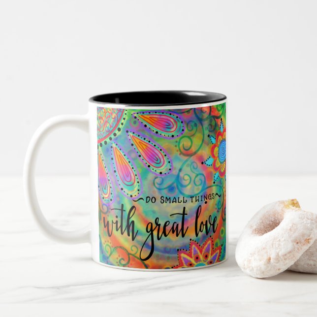 Kleine Dinge tun Zweifarbige Tasse (Mit Donut)