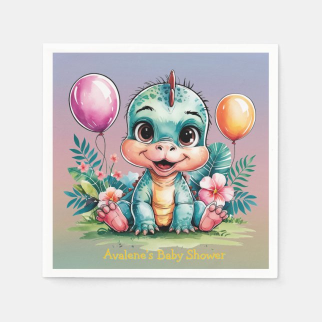 Kleine Dinosaurier Babydusche Serviette (Vorderseite)