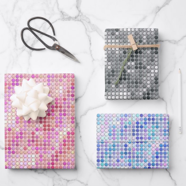 Kleine Disco-Punkte Geschenkpapier Set (Vorderseite)