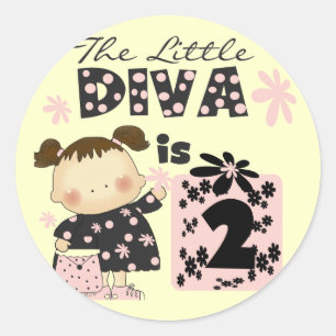 Kleine Diva-2. Geburtstags-T-Shirts und Geschenke Runder Aufkleber