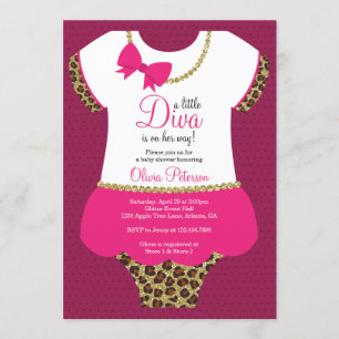 Kleine Diva Baby Dusche einladen, Geparden, Imitat Einladung