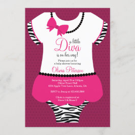 Kleine Diva Baby Dusche Einladung, Zebra, Pink Einladung